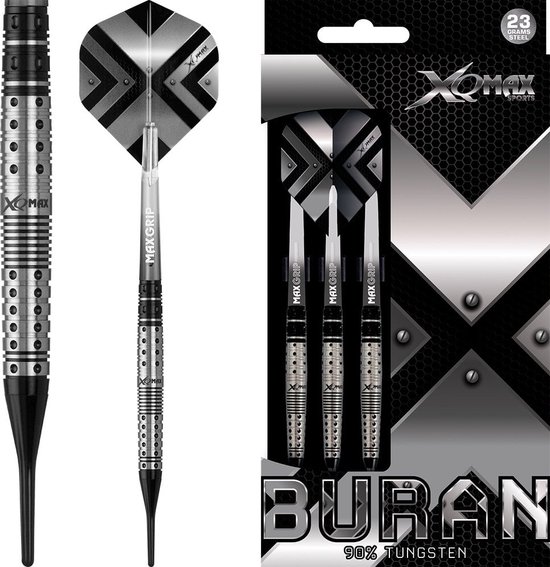 XQMax Dartpijlen Buran 90% Softtip 18 Gr Antraciet/wit van XQMax