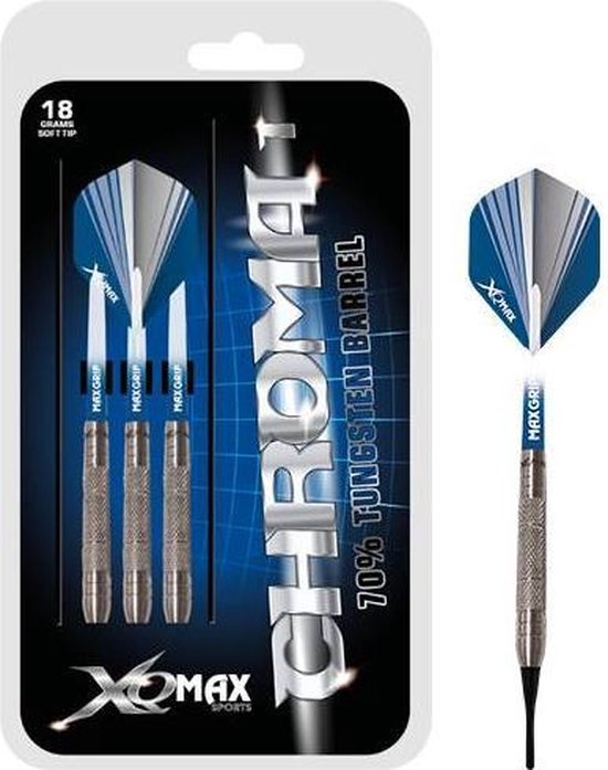 XQMax Dartpijlen Chroma 70% Softtip 18 Gr Zilver/blauw van XQMax