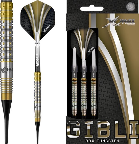 XQMax Dartpijlen Gibli 90% Softtip 18 Gr Zilver/goud/zwart van XQMax