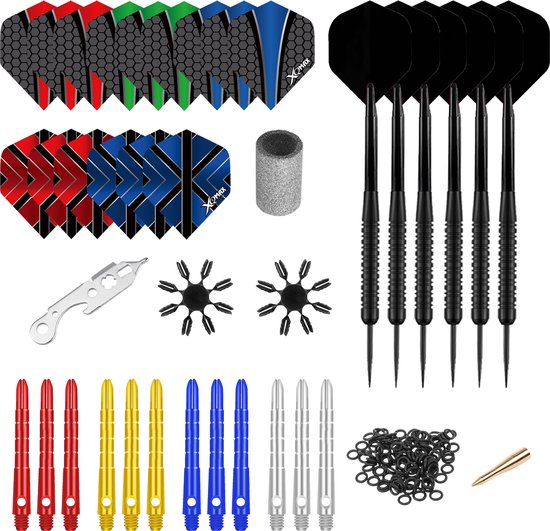 XQMax Dartpijlen - Set van 6 - Darts van 23 gram - 164-delig - Dart flights - Dart shafts - Hoge kwaliteit - Cadeau van XQMax
