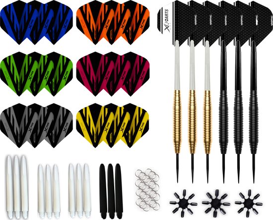 XQMax Dartpijlen - Set van 6 - Darts van 23 gram - 96-delig - Dart flights - Dart shafts - Hoge kwaliteit - Cadeau van XQMax