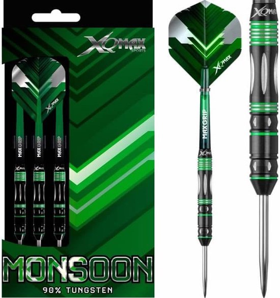 XQMax - Monsoon - darts - 26 gram - dartpijlen - 90% tungsten - steeltip van XQMax