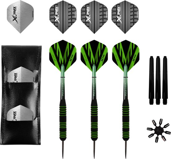 XQMax Rubberised - Dartpijlen - 23 gram - zwart/groen - 27-delig van Merkloos