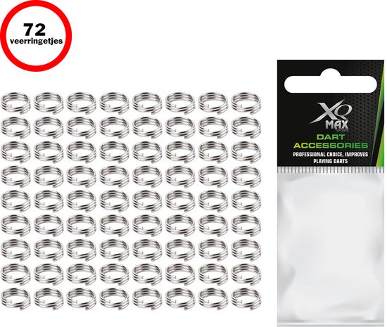XQMax Veerringetjes voor Dart Shafts - 72 stuks - Zilver - Dart Accessoires van XQMax