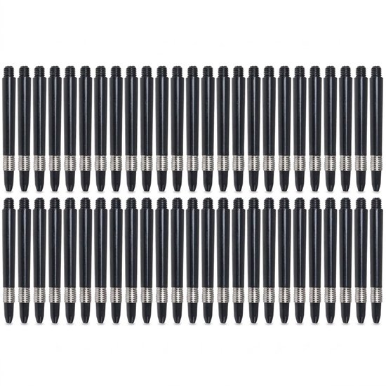 Zwart dart shafts set 50 delig nylon kunststof dart shafts 2BA 48mm korte schachtjes voor darts unisex dart accessoires met metalen ringen