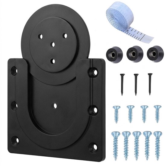 Zwart dartbord ophangsysteem – dartbord muurbeugel met montage set voor wandbevestiging – verstelbare dartboard hanger met schroeven en afstandhouders – dartbord accessoire voor standaard dartborden van Merkloos