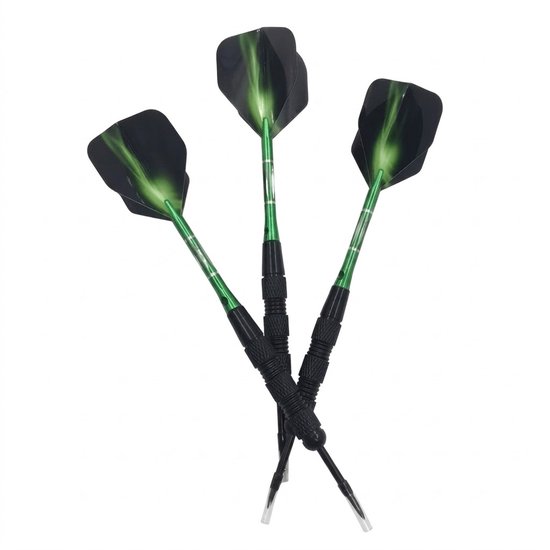 Zwart groen dartpijlen set 3 stuks dartpijlen heren dames metalen punt professionele darts met gegraveerde grip en groene flights