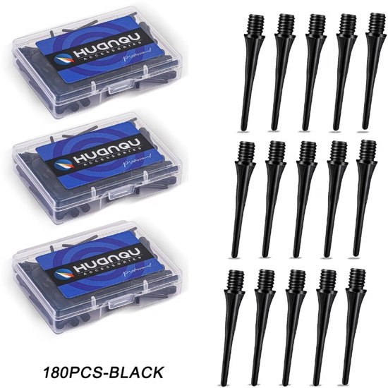 Zwarte dart tips soft tip set 120 stuks darts accessoires kunststof dart punten vervangbare soft tips voor elektronische dartborden inclusief opbergdoosjes